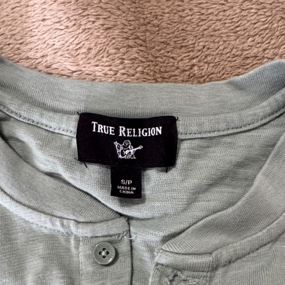 True Religion Sage Green Short Sleeve Henley - Picture 2 of 7